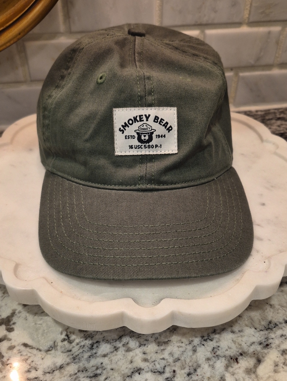 Olive Green Smokey BEAR Cotton Baseball Cap